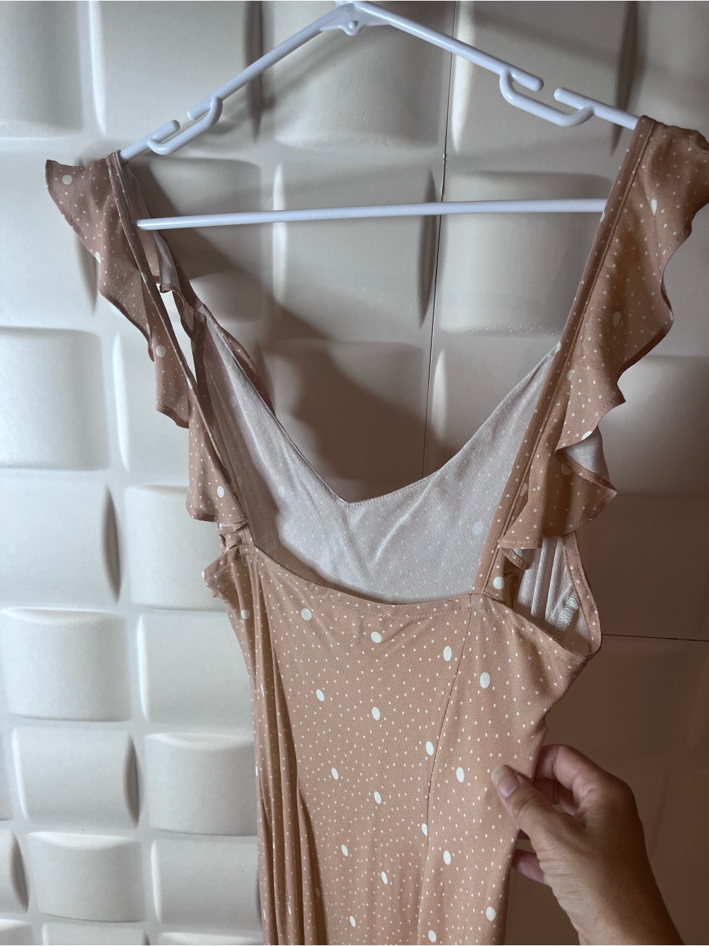 Monte Blush Polka Dot Ruffle Strap Slip Dress — image 3 of 5